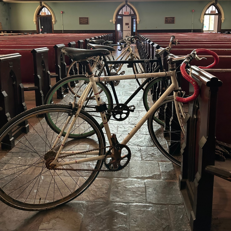 A row of bicycles
