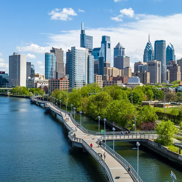 Philadelphia behind the river