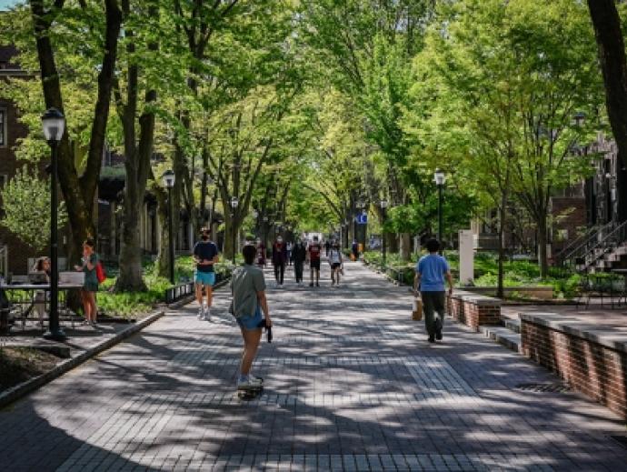 Picture of students walking on Locust Walk