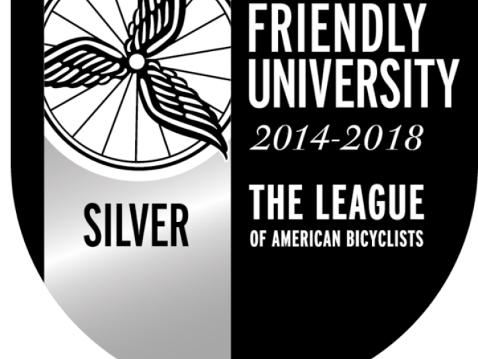 Logo of Bicycle Friendly University Silver Award for 2014-2018